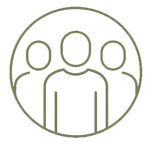 Icon of three people inside a circle, symbolizing Supported Employment Group Services.