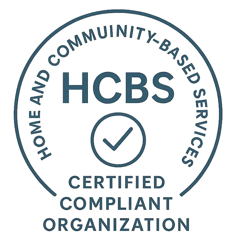 Seal for Home and Community-Based Services (HCBS) Certified Compliant Organization.